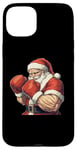 Coque pour iPhone 15 Plus Boxe du Père Noël - Boxe de Noël sur le thème des fêtes de