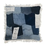 Coussin Déco Patchwork "Santorin" 45x45cm Bleu