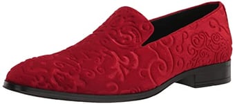 Stacy Adams Homme Saunders Chaussons en Velours Mocassin, Rouge Excursion Uni Getaway Solids, 45 EU