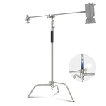 NEEWER Support C avec Perche Pro 100% Acier Inoxydable, Hauteur maximale 330 cm, Support d'éclairage de Photographie Robuste avec Bras de Maintien de 128 cm pour réflecteur monolight Softbox