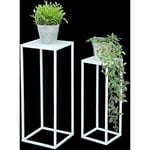 Tabouret de fleur Métal Blanc Angulaire Support de fleur Table d'appoint 96482 Lot de 2 Colonnes de fleurs Moderne Support de plante Tabouret de