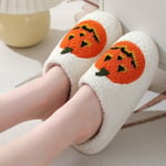 1 par mjuka halloween pumpa tofflor Comfort Closed Toe Flat Tofflor white Z white 41-42