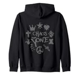 Chaos Zone Design Punk Trash Symbols Revolution Street Art Zip Hoodie