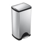 simplehuman 30L Rectangular Kitchen Pedal Bin, Strong Steel Pedal, Silent Soft Close Lid, Stay-Open Lid, Non-Skid Base, Fingerprint-Proof, Inner Bucket, Brushed Stainless Steel