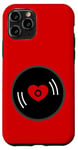 Coque pour iPhone 11 Pro disque vinyle vintage cœur album rouge valentines mignon rétro