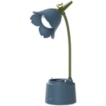 Lampe de Bureau led Enfant, Lampe de Table Flower, Lampe de Lecture Avec Lumière Réglable et Capteur Tactilee (Bleu)