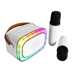 Party Light & Sound - KARAKID20 - Enceinte karaoké sur batterie, portable avec 2 micros sans fil, Changement de voix - Bluetooth - Lumineux - Blanc