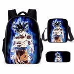 3pcs/set Goku Dragon Ball School Bag Anime Backpack With Messenger Bag Pencil Bag For Students