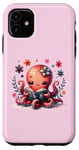Coque pour iPhone 11 Livre de lecture sur fond rose avec pieuvre rose