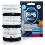 Active Era Mosquito Repellent Bracelet, Insect Midge & Mosquito Bands - Powerful DEET Free Formula - Waterproof with 250 Hours / 10 Days of Protection (Clear/Black/White - 12 Pack)