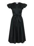 Marine Cotton Satin Dress - Black