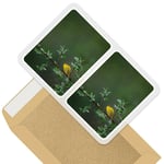 2 x Rectangle Stickers 10cm - Little Yellow Bird Tree Rain Nature #45583