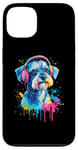 Coque pour iPhone 13 Mini Schnauzer Lover portant des écouteurs drôles Mini Schnauzer