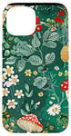 Coque pour iPhone 15 Vert classique Paisley mignon Cottagecore Grenouille et champignon