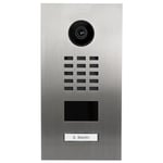 Interphone Vidéo IP WiFi D2101V V2 - Portier Vidéo 1 Sonnette Lecteur Badge RFID - Contrôle l'Accès à Votre Domicile pour Plusieurs Personnes - Ouverture Porte - Accessoires Inclus - INOX - Doorbird