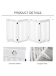 Pawhut Freestanding Pet Gate 4 Panel Dog Barrier Folding Safety Fence With Support Feet -White