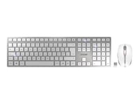 Cherry Dw 9000 Slim - Tastatur- Og Mussett - Trådløs - 2.4 Ghz, Bluetooth 4.0 - Belgisk - Hvit, Sølv