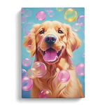 Golden Retriever Bubble Gum Painting No.2 Canvas Print for Living Room Bedroom Home Office Décor, Wall Art Picture Ready to Hang, 30x20 Inch (76x50 cm)