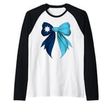 Minnesota State Flag Coquette Ribbon Raglan Baseball Tee