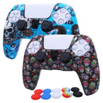 PS5 Controller Grip Skin RALAN,Silicone Gel Controller Cover Skin Protector Compatible For Sony PS5 PlayStation 5 Controller Skin with 10 Thumb Grips (Female fighting + Small gem)