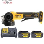 DeWalt DCG406 18V XR Brushless 125mm Angle Grinder + 2 x 4Ah Batteries & Charger