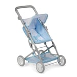 JC Toys Poussette Pliable pour poupées jusqu'à 45 cm, idéale pour Jouer et se Promener, Bleu avec décoration Florale, conçue par Berenguer, +3 Ans