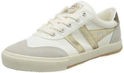 Gola Women's Badminton Sneaker, Off White/Gold, 3 UK