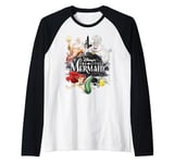 Disney The Little Mermaid Group Shot Logo Distressed Manche Raglan