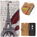KM-WEN® Case for Sony Xperia XZ3 (5.7 Inch) Book Style The Eiffel Tower Pattern Magnetic Closure PU Leather Wallet Case Flip Cover Case Bag with Stand Protective Cover Color-2