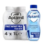 Aptamil 1 First Infant Baby Milk Ready To Use Liquid Formula, 4 x 1l