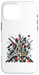 Coque pour iPhone 16 Pro Max Tour Eiffel Cubiste Art Abstrait Moderne Paris Amoureux