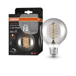 OSRAM Vintage 1906 smoke tinted LED lamp, 7.8W, 360lm, globe shape with 80mm diameter & E27 base, warm white light, spiral filament, dimmable, life of up to 15,000 hours