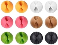 12 Pack Clips Câbles Colorés, Rangements De Câbles, Organiseur Et Gestion De Bureau Pour Tv Pc Ordinateur Portable Maison Etc