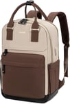 Sac A Dos Femme, 15.6 Pouces Sac À Dos Ordinateur Portable Voyage, Sac Travail Antivol Pour Ordi Pc Etanche, Travel Backpack Pakkable Pour Voyage College Loisir Travail Affaire École Marron