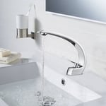 Arc Mitigeur Robinet de Lavabo Large Virage Robinet Cascade Mitigeur Evier Monocommand pour Lavabo Mitigeur Vasque à Poser Lave-main pour Chromé Type