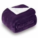 SOCHOW Sherpa Plaid Couverture Polaire Aubergine 150 x 200 cm, Couverture Double Face Super Douce Luxurieuse Couverture en Peluche