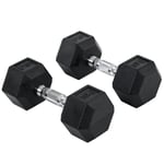 HOMCOM Hexagonal Dumbbells Kit Weight Lifting Exercise for Home Fitness 2x10kg