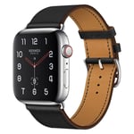 Apple Watch 9/8/7/6/5/4/3/2/1/SE - 41/40/38mm - Äkta läder armband - Svart