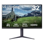 LG UltraGear Gaming Monitor 32GS85Q, 32 inch, 1440p, 180Hz, 1ms Response Time, IPS Panel, NVIDIA G-Sync compatible & AMD FreeSync, Smart Energy Saving, DisplayPort, HDMI