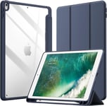 Coque Pour Ipad Air 3 (10,5 Pouces 2019, 3ème Génération) Et Ipad Pro 10,5 Avec Porte-Stylet, Étui Housse Arrière Transparent Fin Support Antichoc Tablette (Marine)