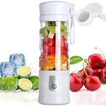 Blenders,Portable Mixeur des Fruits rechargeable avec USB,Mini Blender Pour Smoothie,Milk-shake,Jus de fruits,Blender Portable 350-420ml pour Sport et Voyage,Sans BPA,Bouteille type (Blanc)