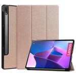 Lenovo Tab P12 Pro -kansi, jossa on kynäpidike 12,6" iskunkestävä kansi, kolminkertainen jalusta Folio Smart Cover Lenovo Tab P12 Pro 12,6" Rose Gold