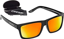 Cressi Bahia Floating Sunglasses Lunettes de Soleil de Sport Flottantes Polarisées Anti UV 100% Unisex-Adult, Noir/Verres Miroir Orange, Taille Unique