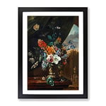 Maria Van Oosterwijk Flower Still Life 2 Classic Painting Framed Wall Art Print, Ready to Hang Picture for Living Room Bedroom Home Office Décor, Black A3 (34 x 46 cm)