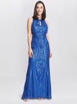 Gina Bacconi Natalie Sequin Bead Maxi Dress, Royal Blue