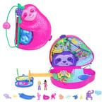 Polly Pocket Coffret 2 en 1 La Famille des Paresseux avec 12 Accessoires Dont 8 Animaux Et 2 Mini-Figurines, Jouet Voyage, Jouet Enfant, A Partir De 4 Ans, HRD40