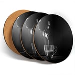 4 x Coasters  - BW - Espresso Coffee Shop Cafe Machine  #43040