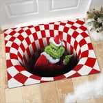 Grinch Illusionsdörrmatta, Julgrön Non-Slip Visuell Dörrmatta, för Jul inomhus utomhus Hemfest (50x80CM, Röd)