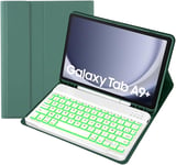 Étui Clavier Pour Samsung Galaxy Tab A9 Plus 11 Pouces Modèle 2023 (Sm-X210/X216/X218),Azerty Français,Clavier Détachable Sans Fil Rétroéclairé,Deep Green