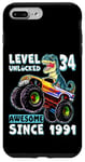 iPhone 7 Plus/8 Plus Level 34 Unlocked T Rex Monster Truck Dinosaur 34th Birthday Case